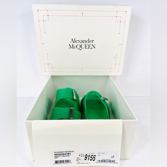 ALEXANDER MCQUEEN unisex Double Band Rubber Green Slides Sandals EU 39 US 9 - Picture 2 of 12
